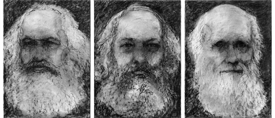 19th century bearded hipsters Marx Bakunin Darwin each 38x28cm